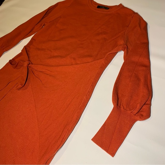 ZCSIA Women's Sweater Dress Long Sleeve Tie Back Large Burnt Orange - Picture 3 of 8
